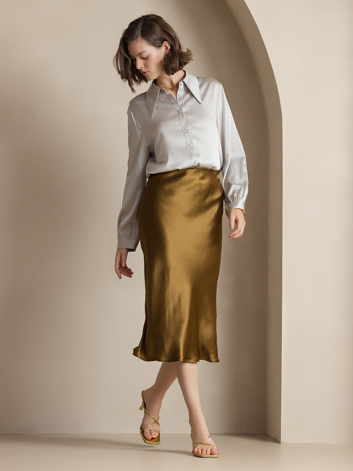 [Brun] SilkSilky-SE 19Momme Rent Silke Skirt 001,
