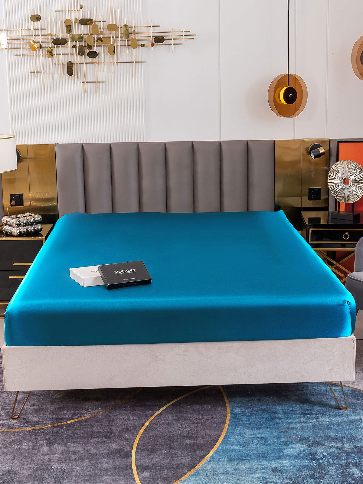 [Kungsblått] SilkSilky-SE 22Momme Rent Silke Sheet 001,