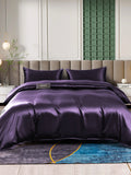 SilkSilky SE 25Momme Rent Silke Bedding Set Mörklila 002