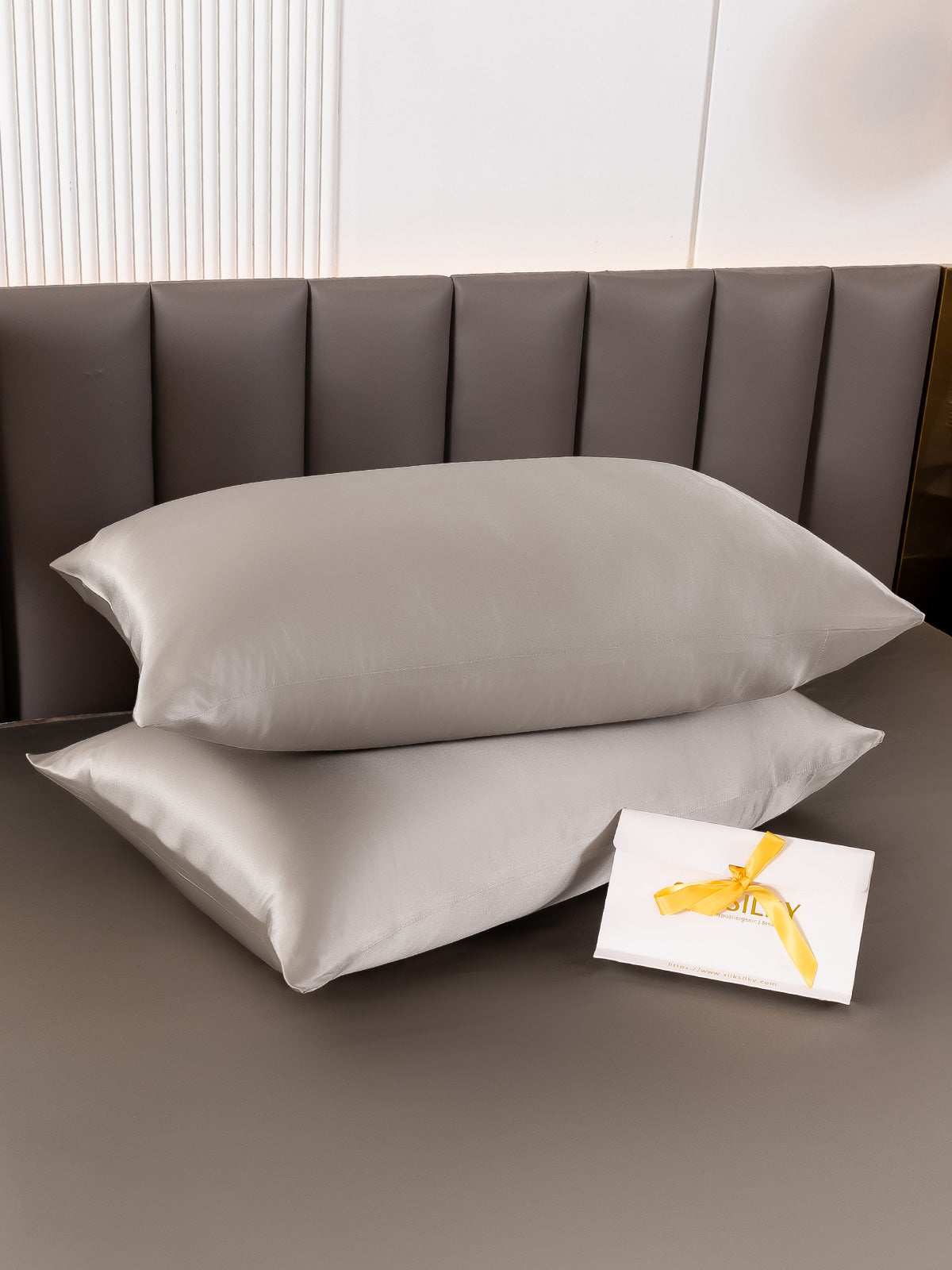 [Grå] SilkSilky-SE 22Momme Rent Silke Pillowcase 004