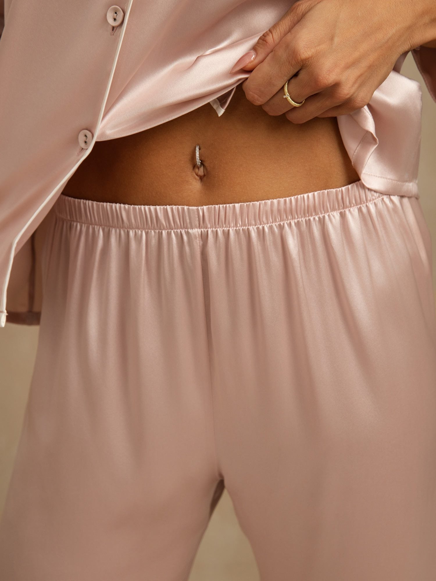 [Rosa] SilkSilky-SE Lång Ärm Notchkrage Dam Pyjama 005