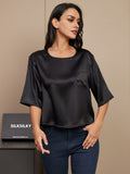 SilkSilky SE Rent Silke Hårärm Båthals Dam T Shirt Svart 004