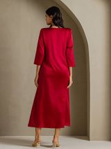 [Vin] SilkSilky-SE 3/4 Sleeve Round Neck Klänning 002