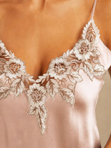 [Rosa] SilkSilky-SE Spaghetti Strap V Neck Nattlinne 004
