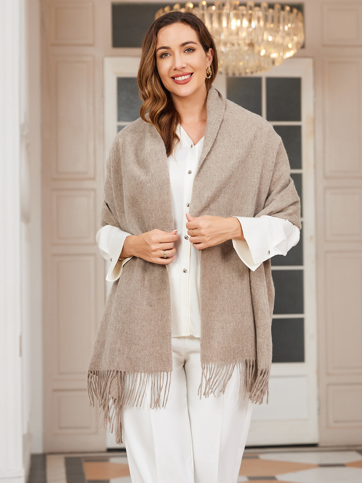 [Mörk Khaki] SilkSilky-SE Ull Scarf 001