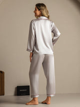 [Silver] SilkSilky-SE Lång Ärm Notchkrage Dam Pyjama 002