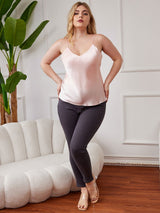 [Rosa] SilkSilky-SE Spaghetti Rem V Ringning Plus Storlek Cami Toppar 004