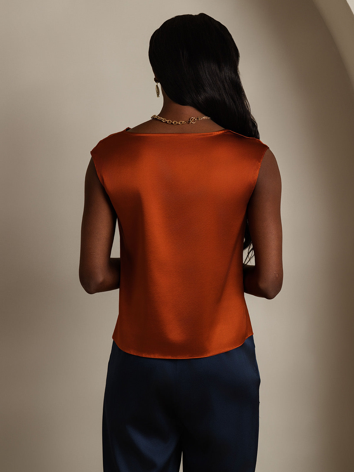 [Kola] SilkSilky-SE 19Momme Silke Ärmlös Womens T-Shirt 002