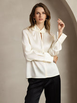 [Elfenben] SilkSilky-SE 19Momme Silke Womens Shirt 003