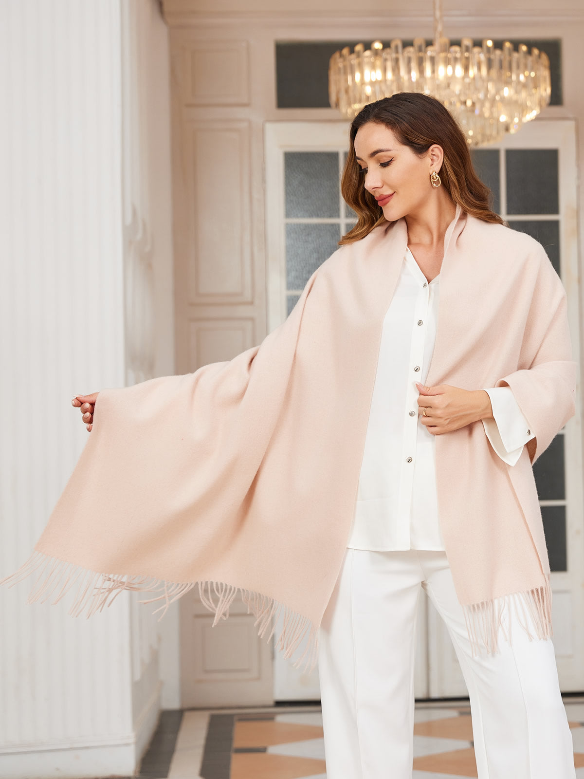 [Beige] SilkSilky-SE Ull Scarf 001