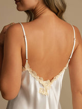 [Vit] SilkSilky-SE Spaghetti Strap V Neck Nattlinne 005