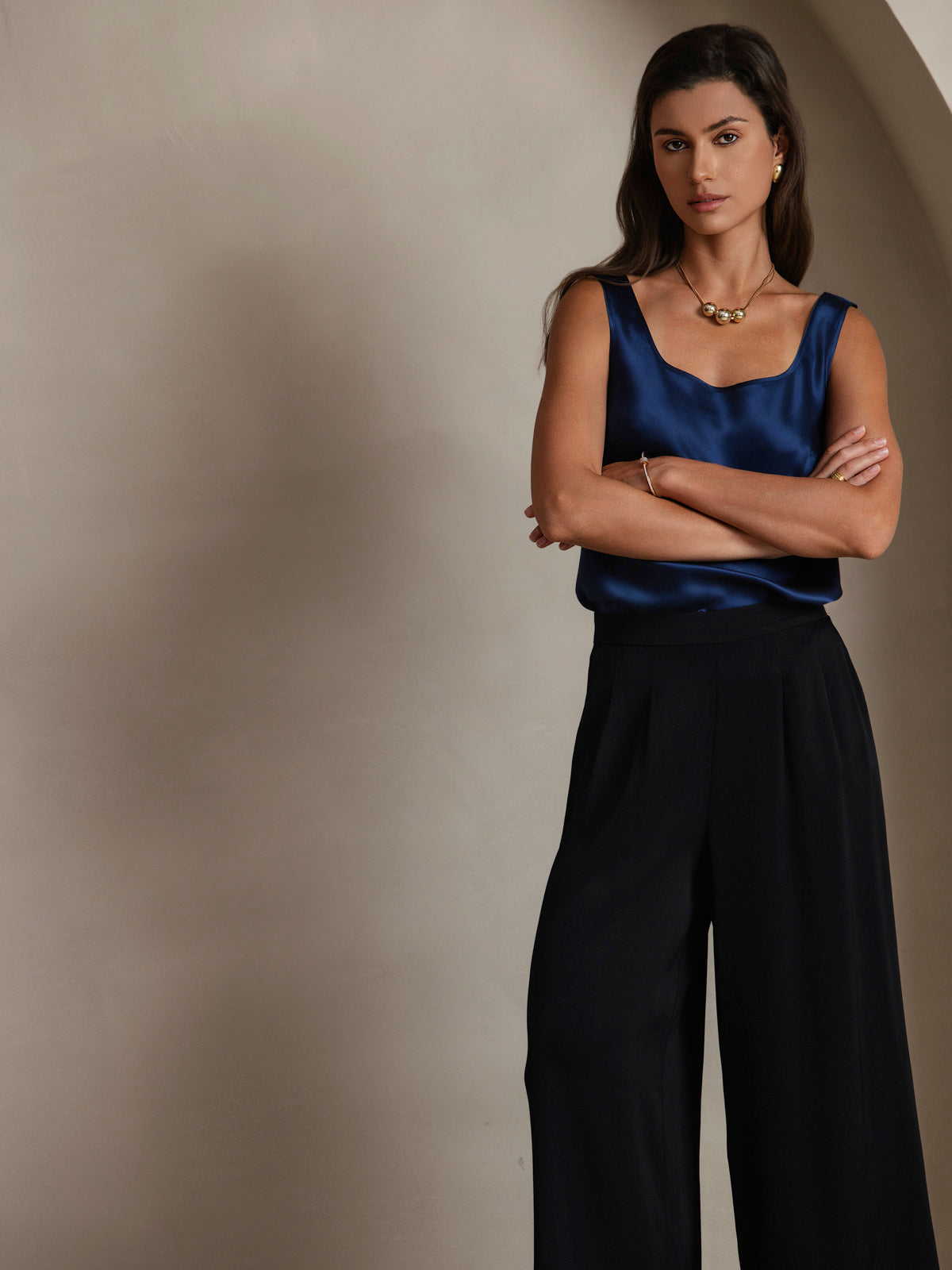 [Mörkblå] SilkSilky-SE 19Momme Silke Camisoles 005,