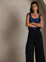 [Mörkblå] SilkSilky-SE Sleeveless Cami Toppar 005