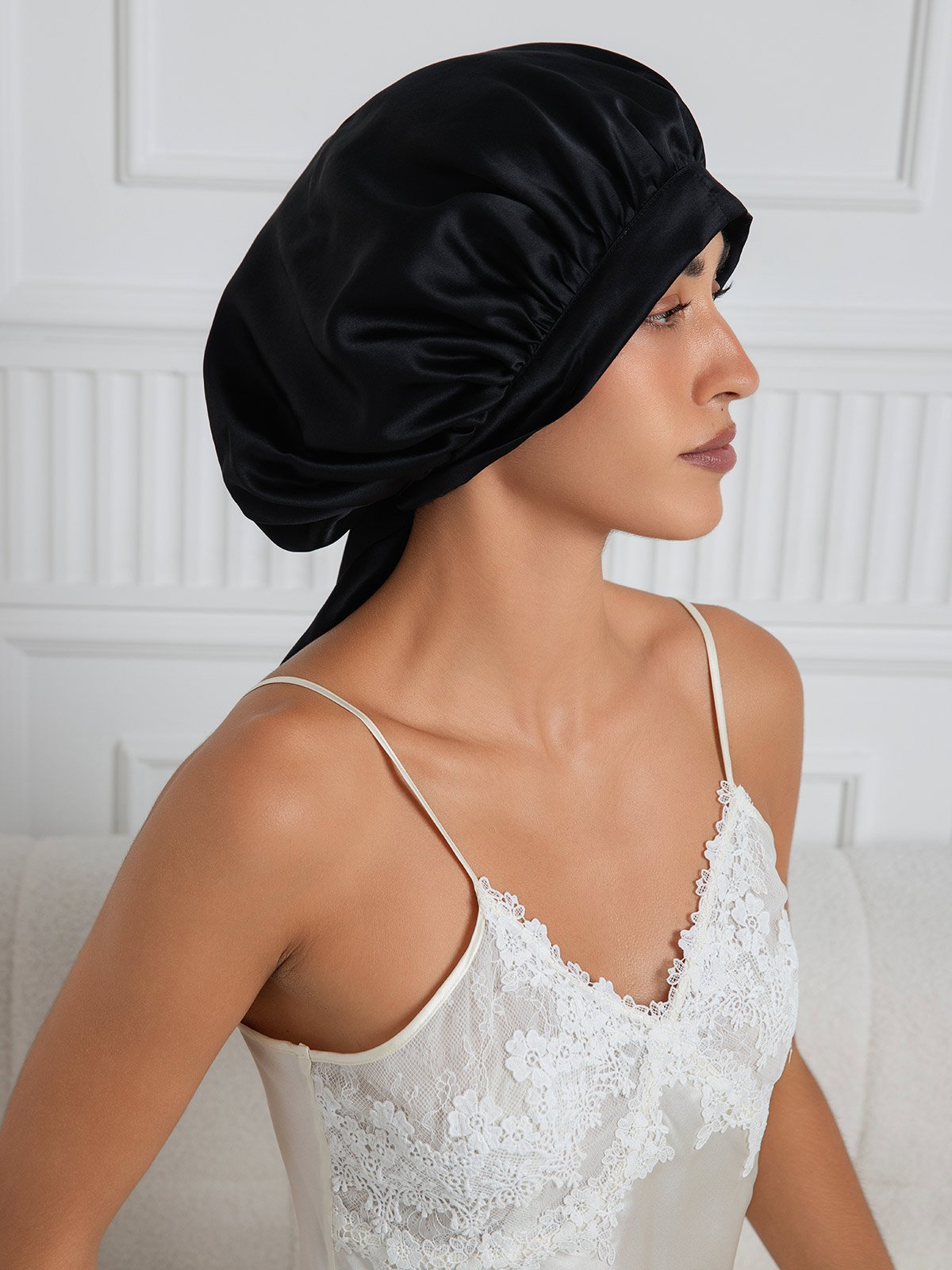 SilkSilky-SE Rent Silke Sleep Cap Svart 004