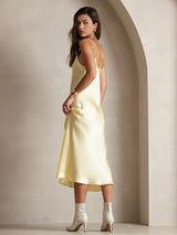[Ljusgul] SilkSilky-SE Spaghetti Strap V Neck Nattlinne 002