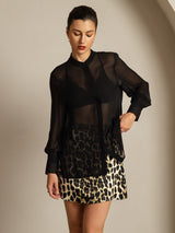 [Svart] SilkSilky-SE Rent Silke Womens Shirt 003