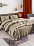 SilkSilky SE 19Momme Rent Silke Bedding Set Kaki 003