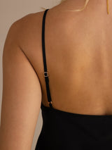 [Svart] SilkSilky-SE Spaghetti Strap V Neck Cami Toppar 004