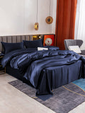 SilkSilky SE 19Momme Rent Silke Bedding Set Mörkblå 001