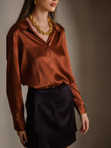 [Kola] SilkSilky-SE Long Sleeve Lapel Collar Damskjorta 001