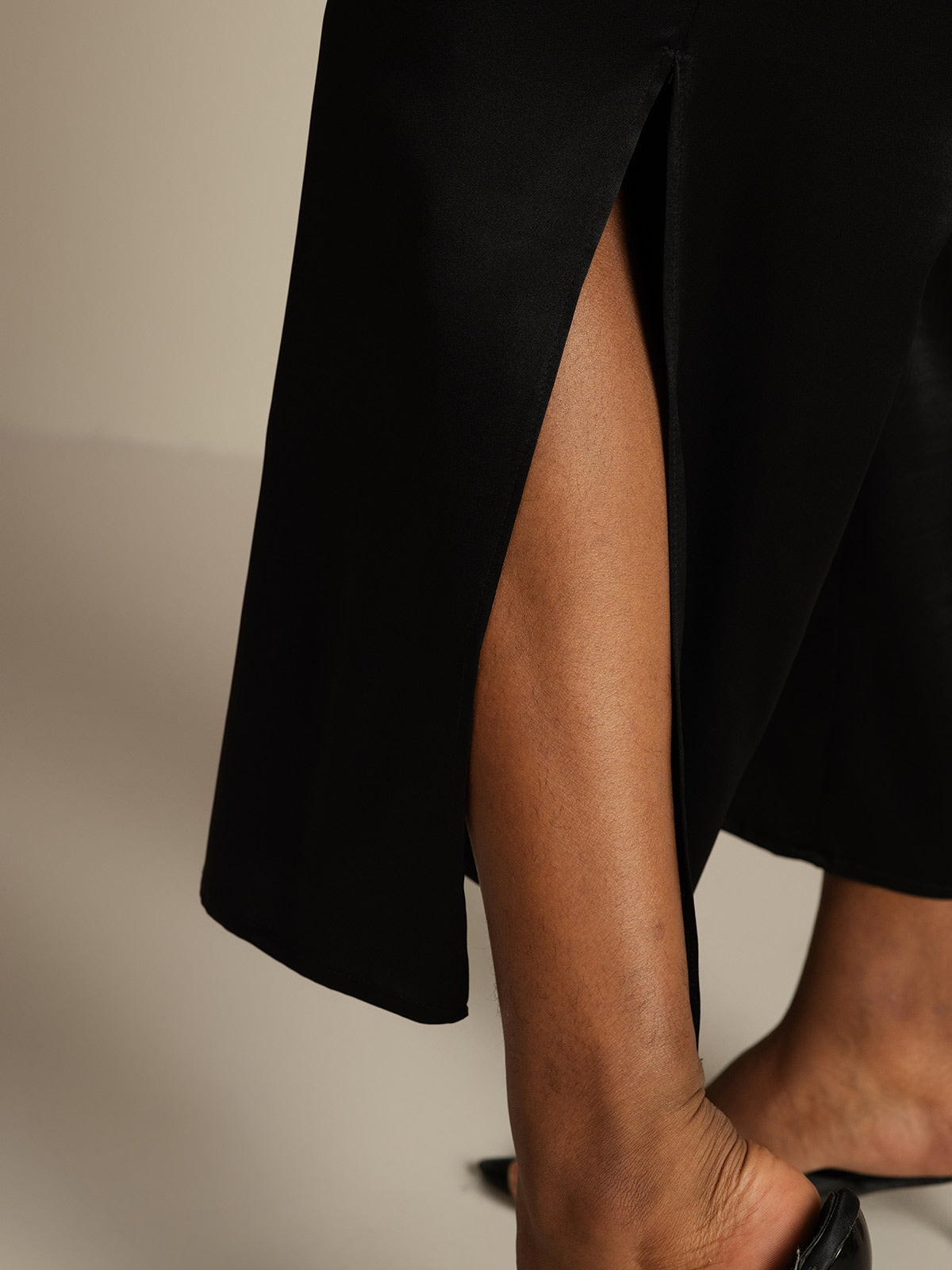 [Svart] SilkSilky-SE 19Momme Silke Womens Pants 004