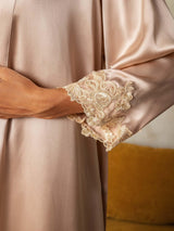 [Rosa] SilkSilky-SE 3/4 Sleeve V Neck Dam Nattlinne&Morgonrock Set 005