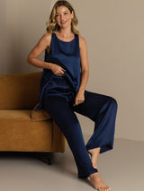 [Mörkblå] SilkSilky-SE Sleeveless Dam Pyjama 008