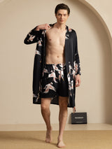 [Svart] SilkSilky-SE 19Momme Long Sleeve Mens Pajamas 003