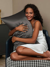 [Mörkgrå] SilkSilky-SE 22Momme Rent Silke Pillowcase 002