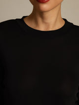 [Svart] SilkSilky-SE Lång Ärm Crewkrage Dam T-Shirt 004