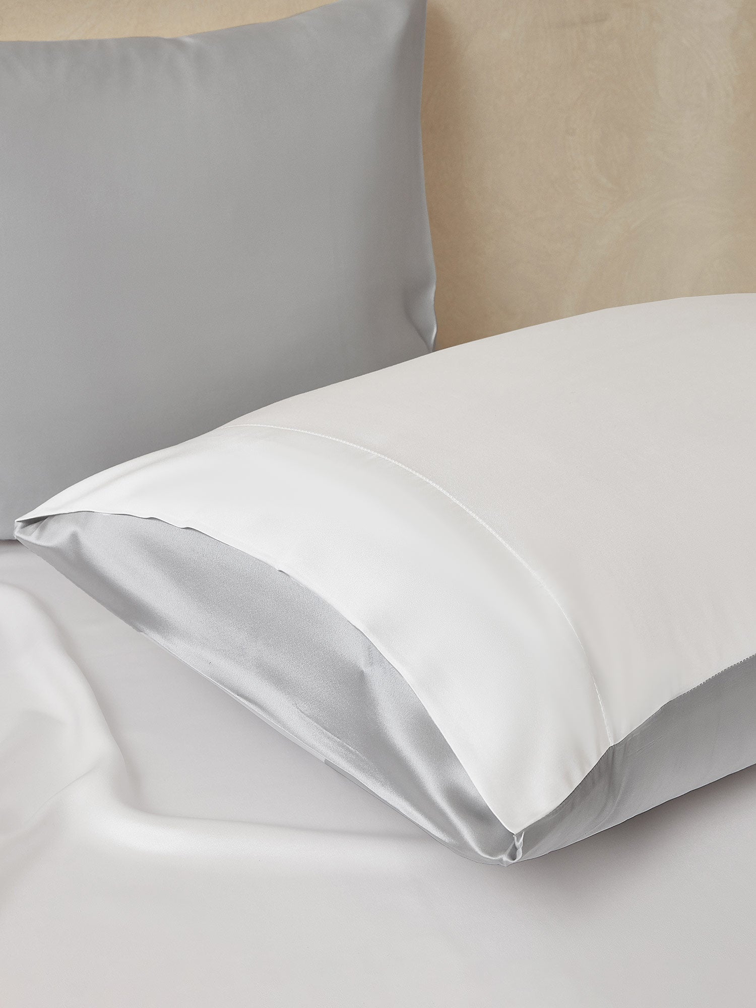 [Ljusgrå+Vit] SilkSilky-SE 22Momme Rent Silke Bedding Set 005,
