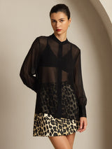 [Svart] SilkSilky-SE Rent Silke Womens Shirt 007