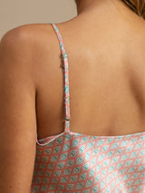 [Rosa Hjärta Geo] SilkSilky-SE 19Momme Spaghetti Rem V Ringning Camisole Set 006
