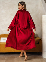 [Vin] SilkSilky-SE Long Sleeve V Neck Dam Nattlinne&Morgonrock Set 003