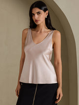 [Skugggrå] SilkSilky-SE Sleeveless V Neck Cami Toppar 003
