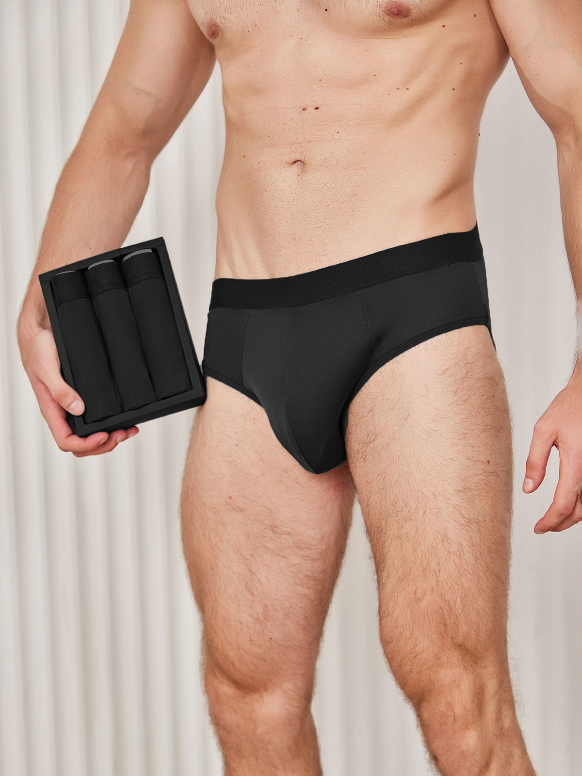 [Svart] SilkSilky-SE Rent Silke Mens Underwear 003