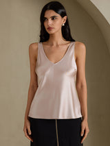 [Skugggrå] SilkSilky-SE Sleeveless V Neck Cami Toppar 001