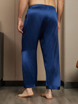 [Mörkblå] SilkSilky-SE Rent Silke Mens Sleep Bottoms 002