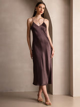 [Kaffe] SilkSilky-SE Spaghetti Strap V Neck Klänning 001