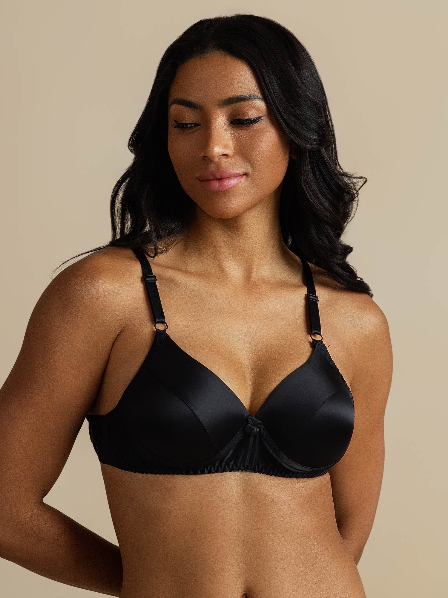 [Svart] SilkSilky-SE Rent Silke Bra 003,