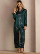 [Smaragd Zebra] SilkSilky-SE Long Sleeve Lapel Collar Dam Pyjama 006