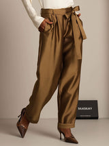 [Brons] SilkSilky-SE 32Momme Silk-Wool Blend Womens Pants 006