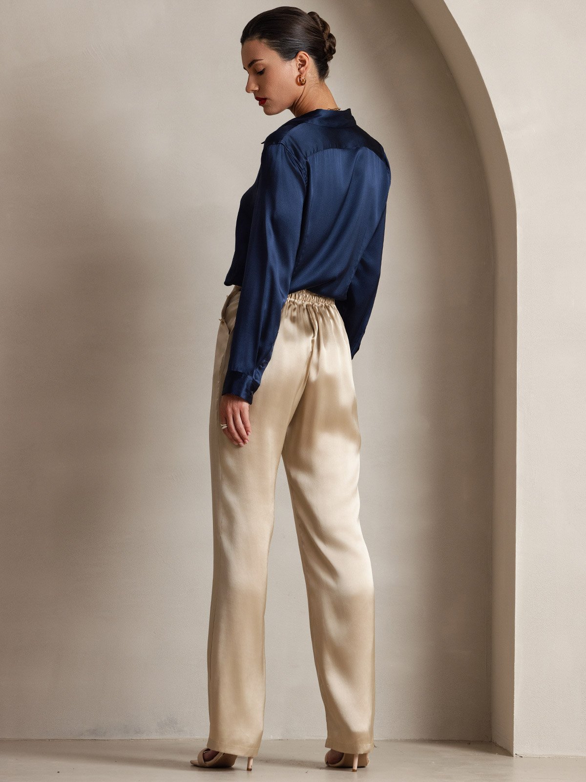 [Champagne] SilkSilky-SE 19Momme Silke Womens Pants 002