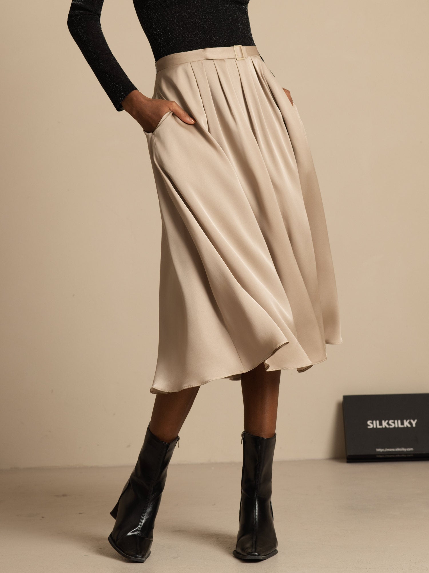 [Tan] SilkSilky-SE 19Momme Silke Skirt 003