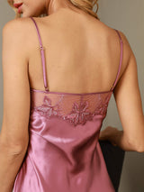 [Blek Mauve] SilkSilky-SE Spaghetti Rem V Ringning Nattlinne 003