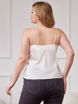 [Vit] SilkSilky-SE Spaghetti Rem V Ringning Plus Storlek Cami Toppar 002