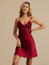 [Vin] SilkSilky-SE Spaghetti Strap Deep V Neck Nattlinne 007