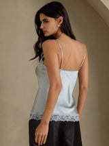 [Gråblå] SilkSilky-SE Spaghetti Strap V Neck Cami Toppar 002