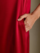 [Vin] SilkSilky-SE 3/4 Sleeve Round Neck Klänning 003