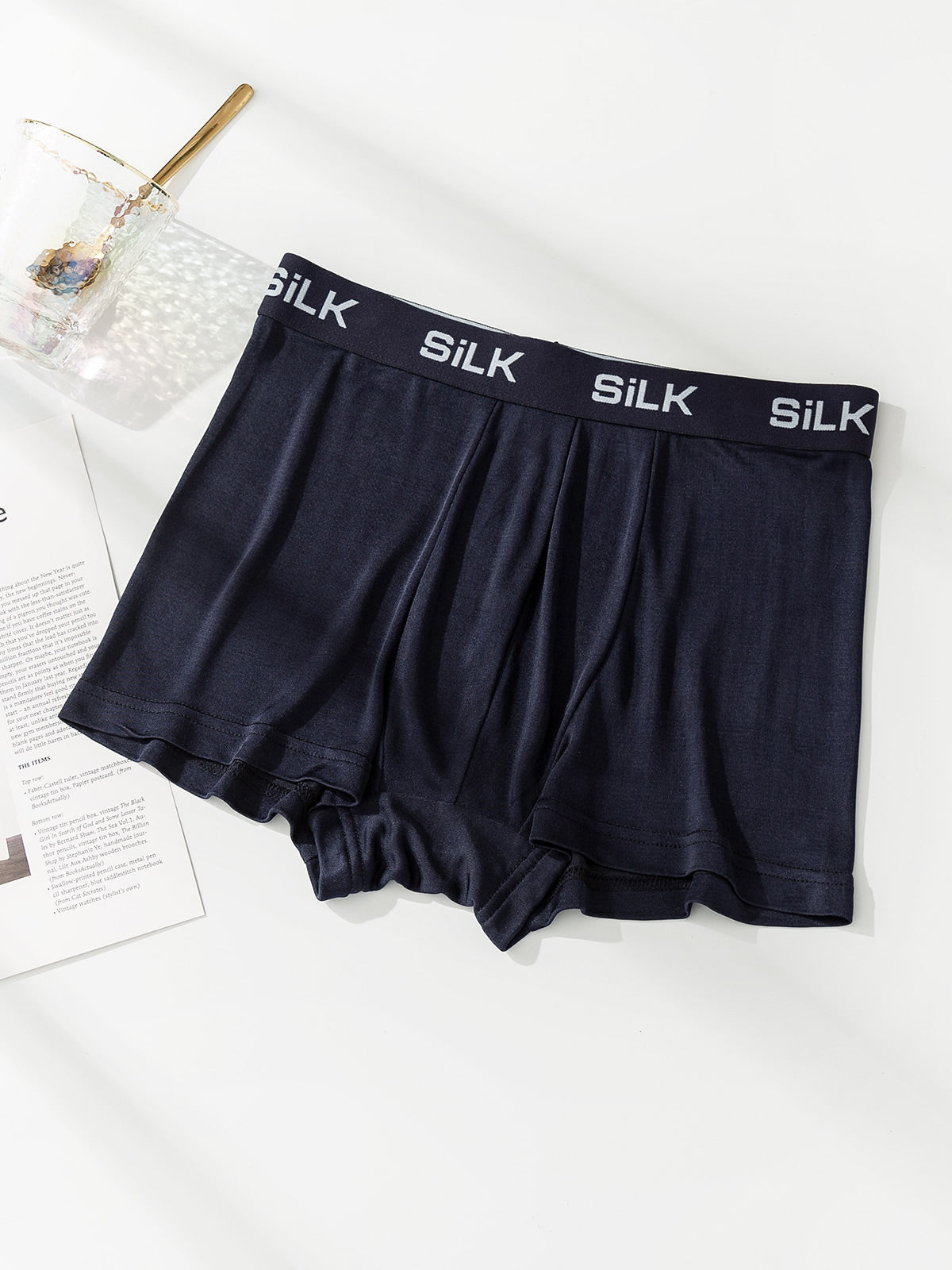 [Mörkblå] SilkSilky-SE Rent Silke Mens Underwear 005